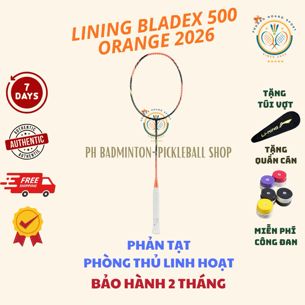 HOẢ TỐC [Đan cước-Tặng túi+Quấn] Vợt Cầu Lông Lining Bladex 500 phiên bản 2026 Chính Hãng, Bảo Hành 
