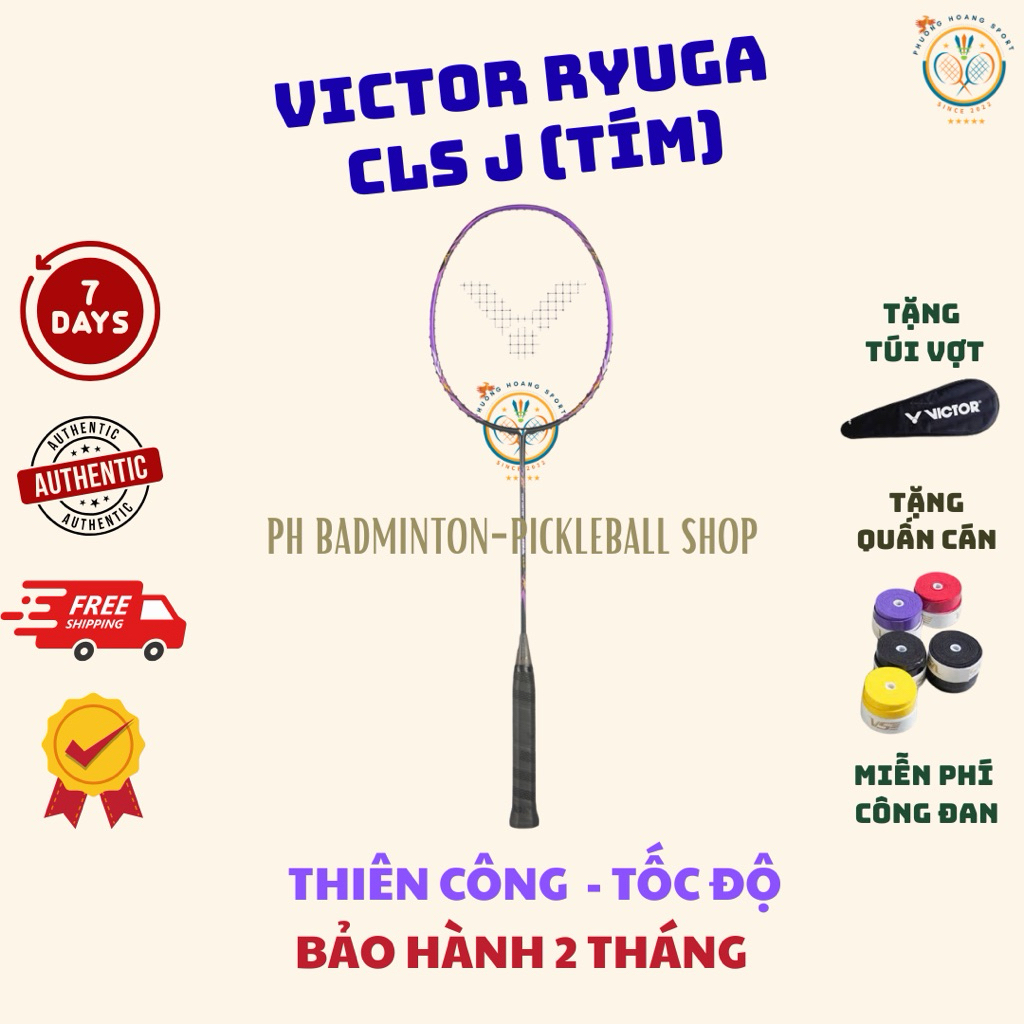 HOẢ TỐC [Đan cước-Tặng túi+Quấn] Vợt Cầu Lông Victor THRUSTER RYUGA CLS J 2026- Tím Chính Hãng, Bảo 