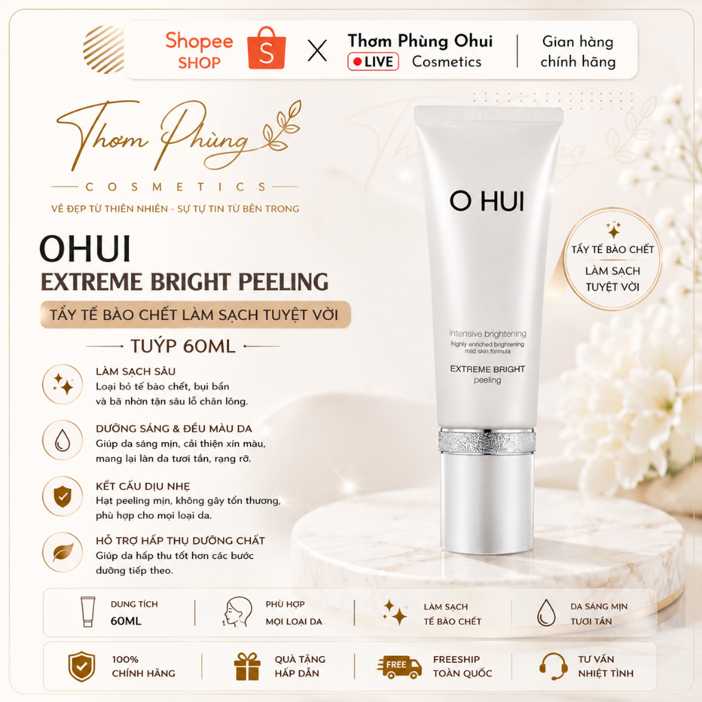 OHUI Extreme Bright Peeling - Tuýp 60ml Tách Set Tẩy tế bào chết Ohui Extreme White Peeling làm sạch