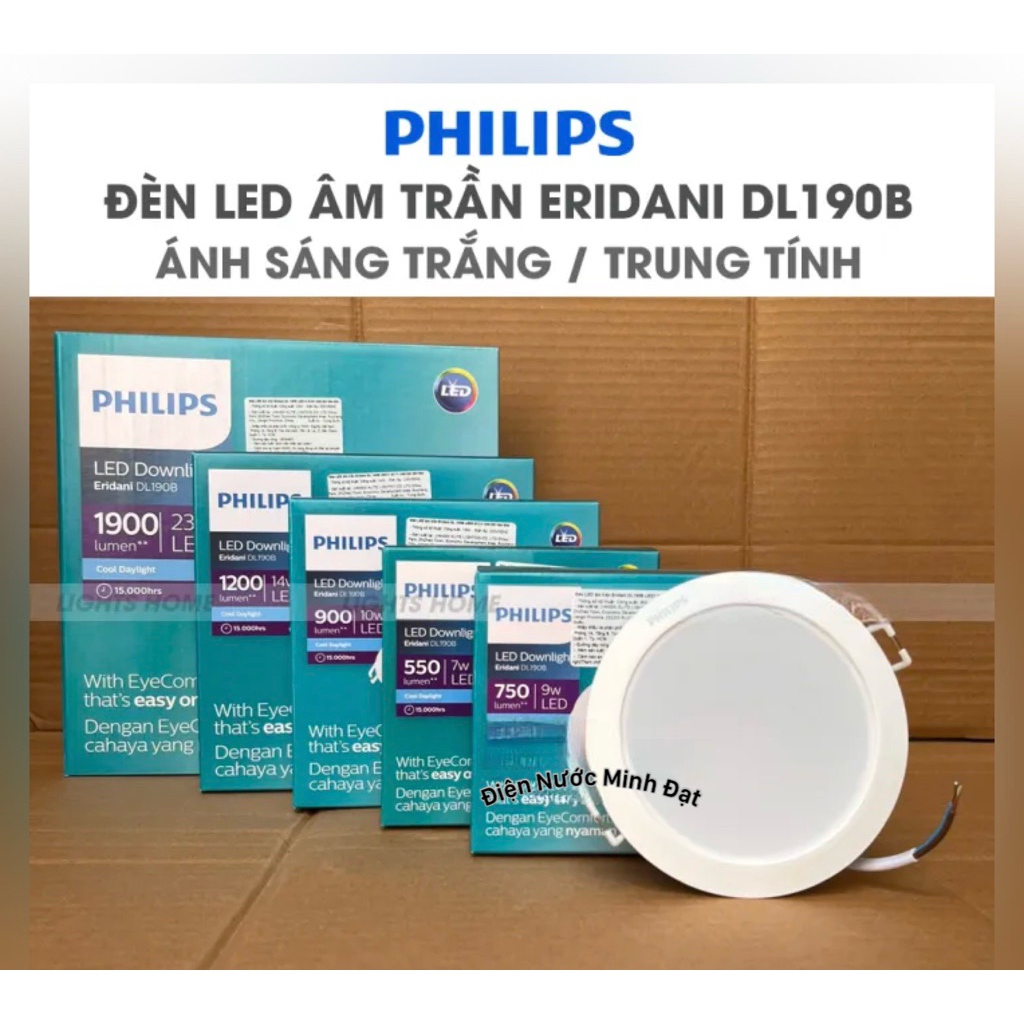 Đèn LED Âm Trần PHILIPS D90 D100 D125 D150 D200 Công Suất 7W-23W Ánh Sáng Trắng 6500K & Trung Tính 4