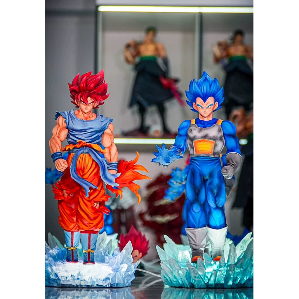 Mô hình đồ chơi nhân vật Goku và Vegeta God Blue JT-071 JT-089 cao 35cm jt studio dragonball có led