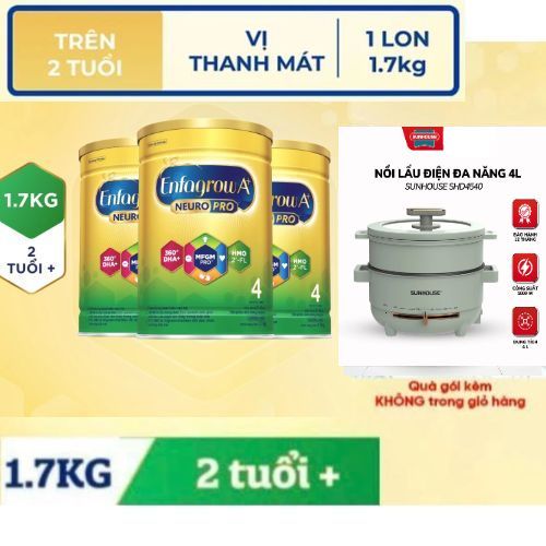 [Tặng Nồi Nấu Lẫu Sunhouse 4L] Bộ 3 Sữa Enfagrow 4 loại 1,7KG