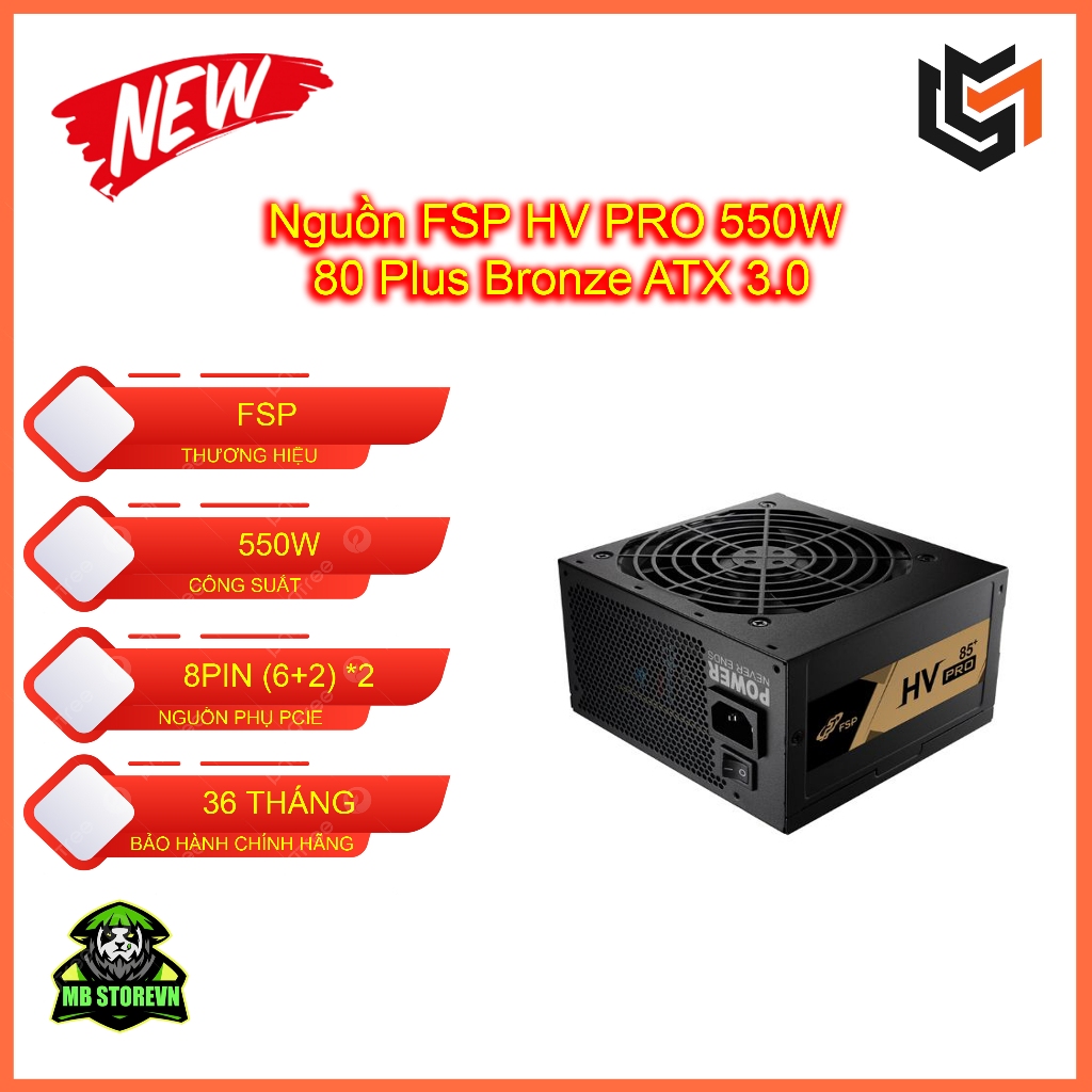 Nguồn máy tính FSP HV PRO 550W - 80 Plus Bronze (550W) ATX 3.0 - BH 36 THÁNG