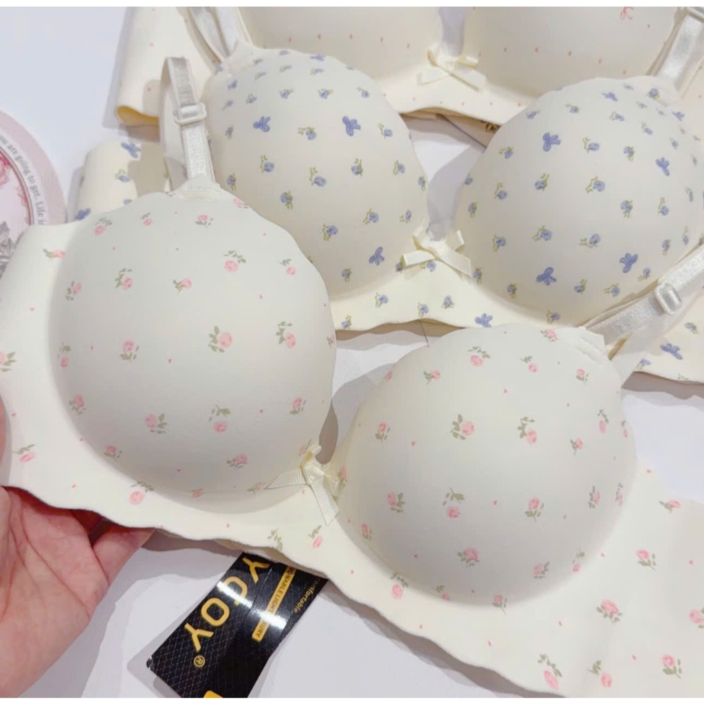 [2606-HOT] Áo Ngực Nữ Dáng Tròn Họa Tiết Xinh Xắn FOYCOY, Mút 3cm Không Gọng Mềm Mại Nâng Vòng 1 AS2