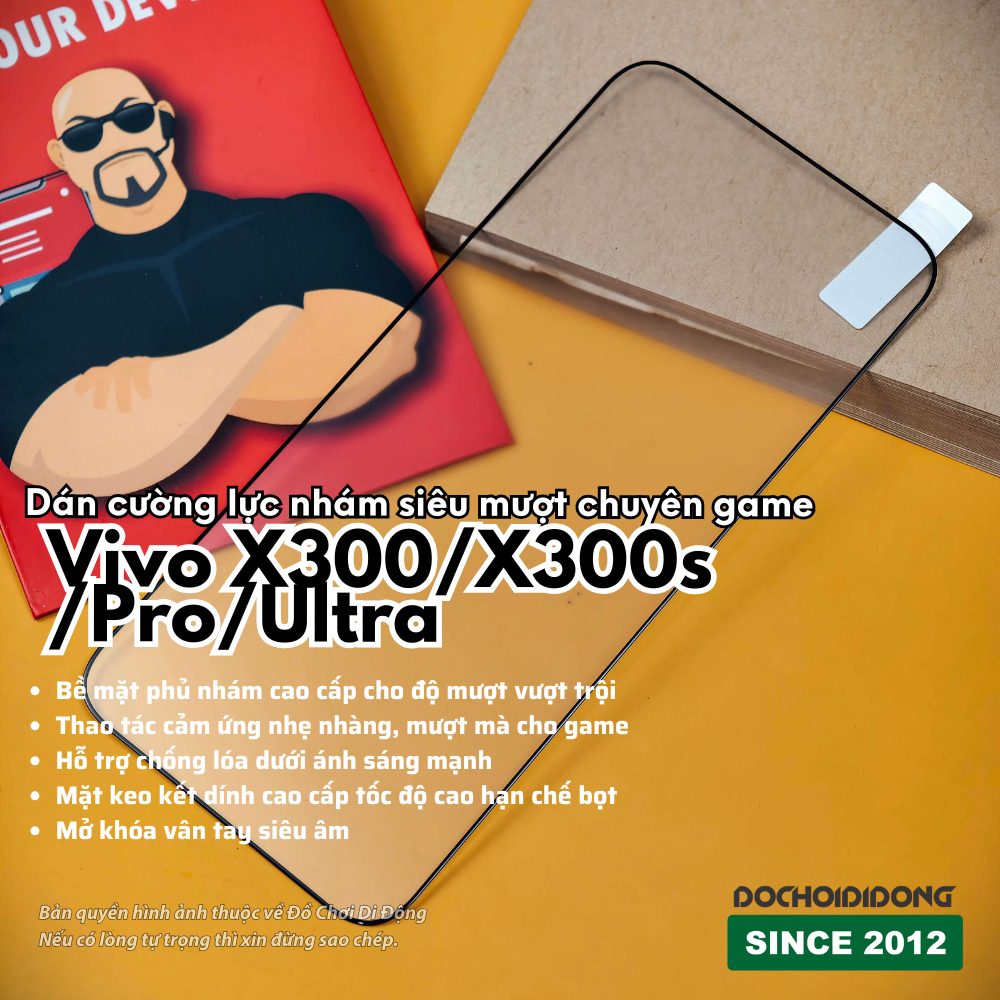 Miếng Dán cường lực nhám siêu mượt chuyên game Vivo X300 / X300s / X300 Pro / X300 Ultra