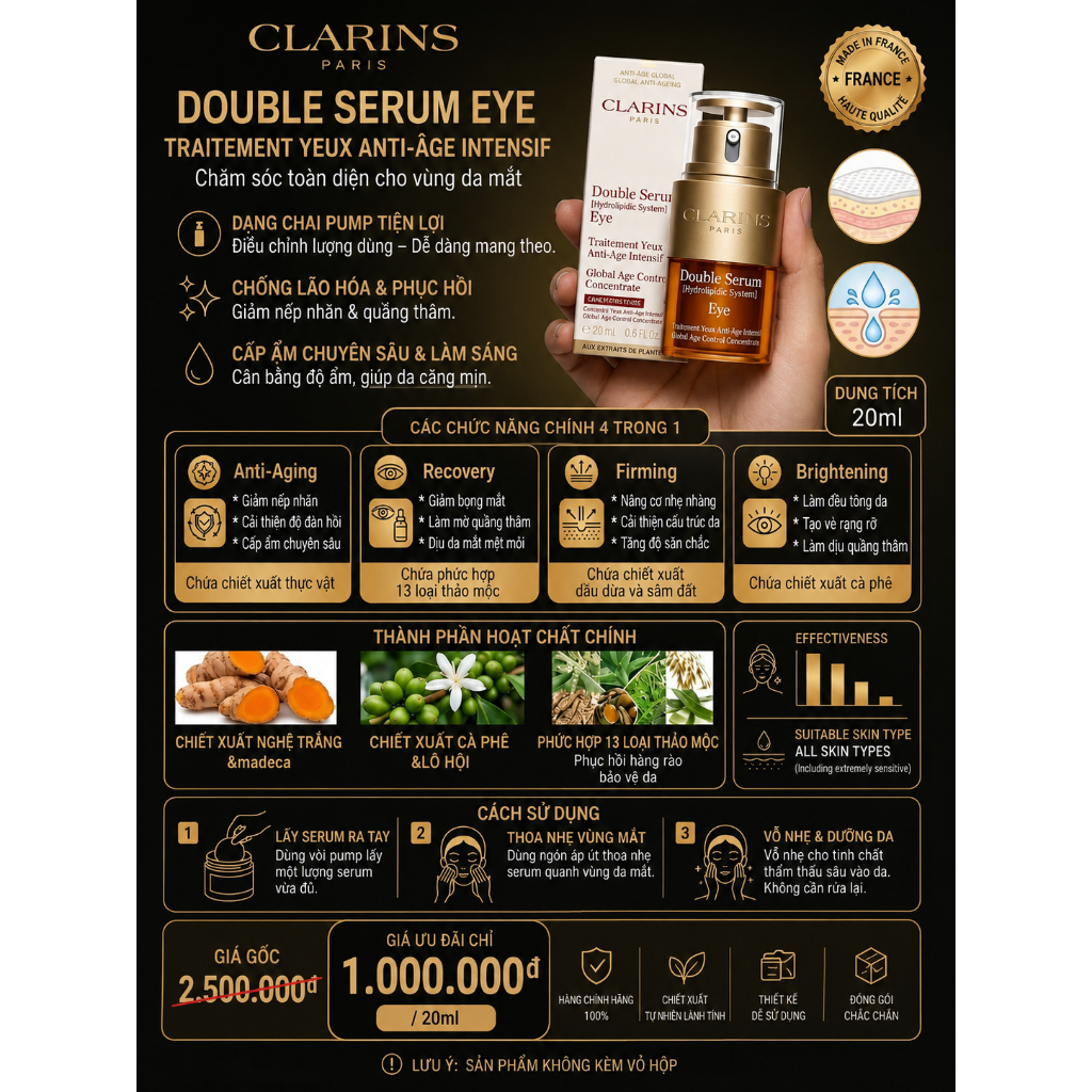 ✨Serum dưỡng chống lão mắt CLARINS DOUBLE SERUM EYE