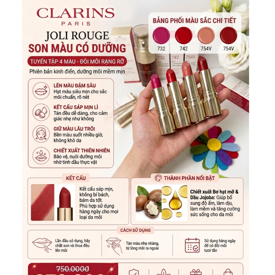 Son Joli Rouge Clarin - son dưỡng có màu