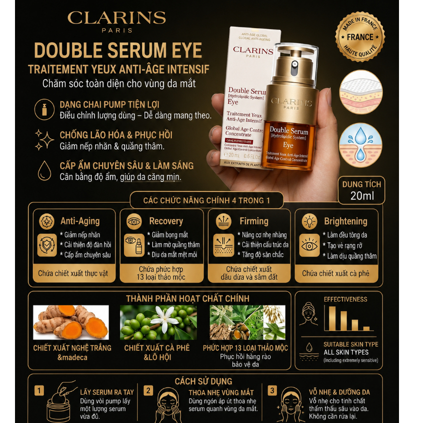 DOUBLE SERUM EYE CLARINS vỏ hộp gift