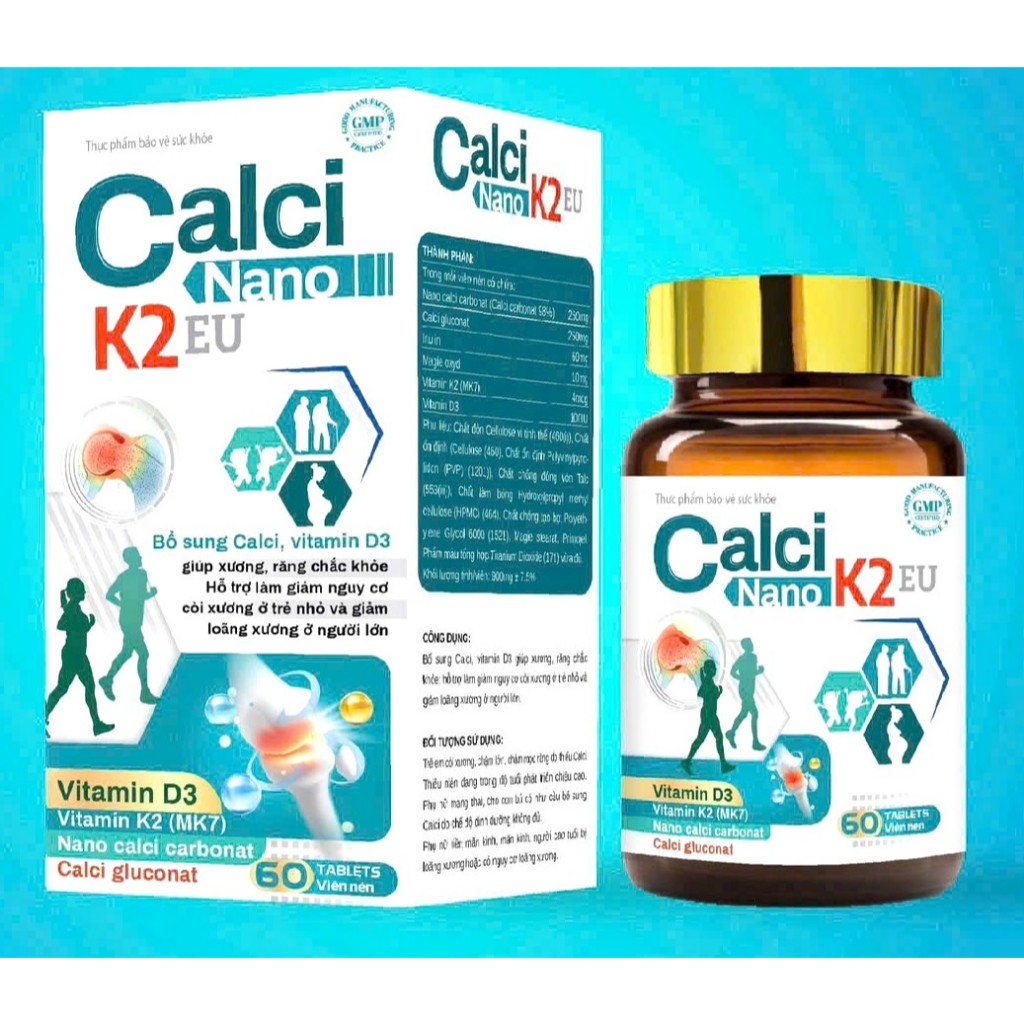 Nano Calcium CALCI NANO K2 canxi  BỔ SUNG CANXI, chống còi xương, loãng xương phát triển chiều cao n