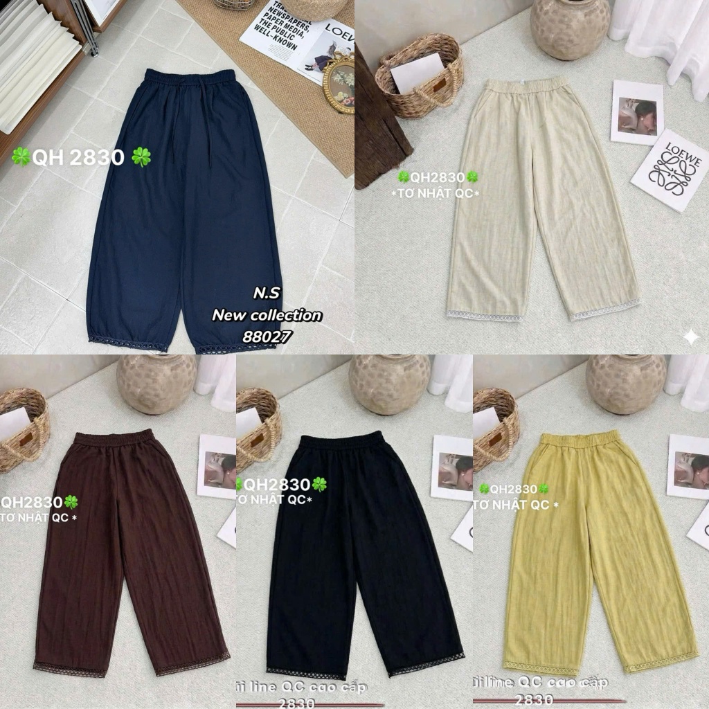 2830 - Quần tơ Nhật xuông gấu ren