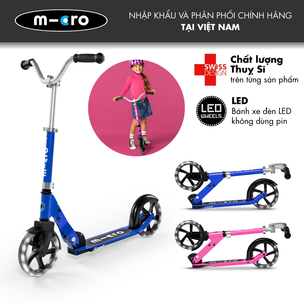 Xe scooter Micro Cruiser LED - Bản tay lái và bánh LED lớn - Phân phối bởi Ann House