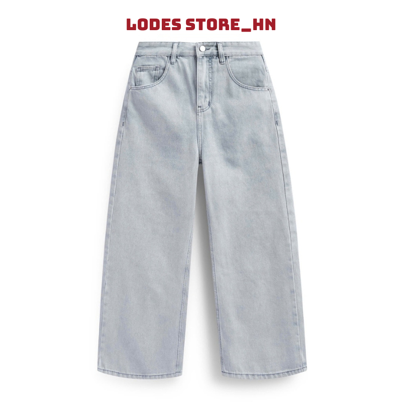 (LILOHA x LODES) Quần Jean Nam Dáng Baggy Ống Suông Form Rộng Màu Xám Sáng Chất Denim Dày Dặn Phong 