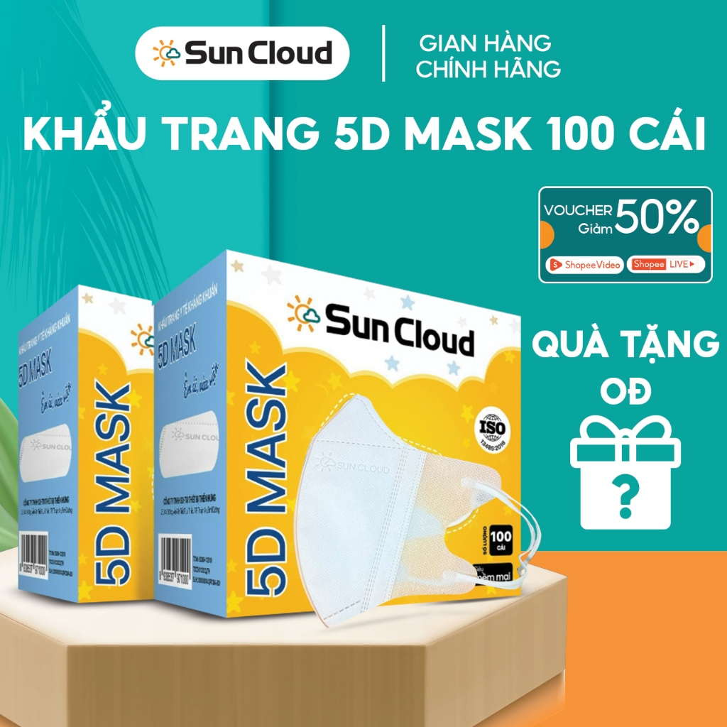 Khẩu trang y tế 5D Sun Cloud 3 lớp mask kháng khuẩn lọc bụi PM 2.5,thời trang