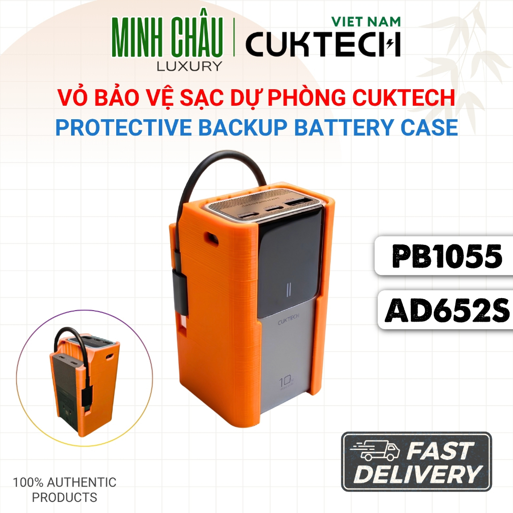 Vỏ Bảo Vệ Gắn Giữa Cuktech 10 Mini [PB1055] và AD652S 65W | Có khe gắn cáp sạc | Chất liệu nhựa in 3