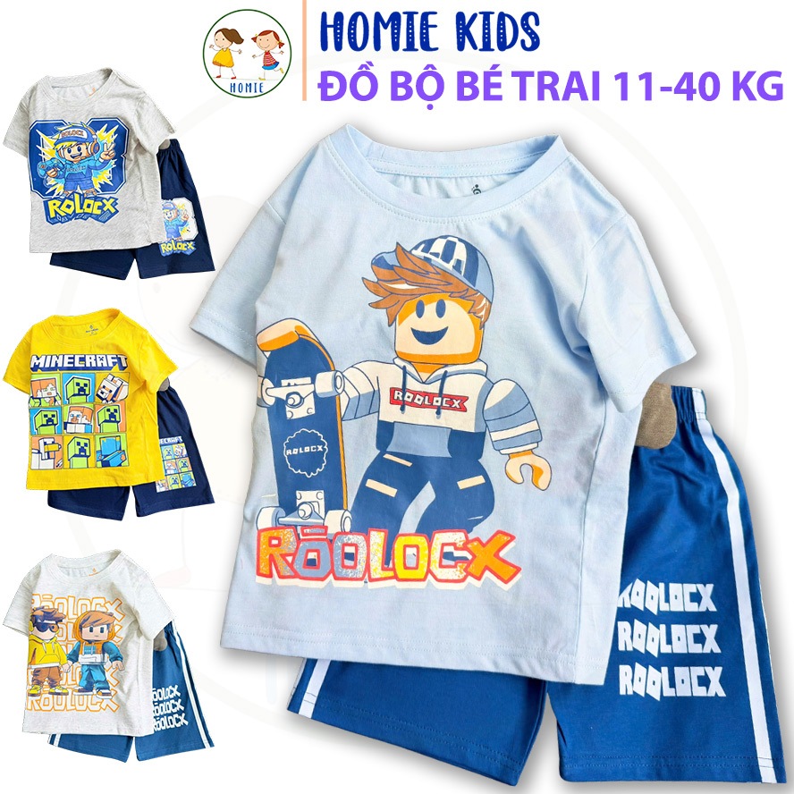 Bộ quần áo bé trai size đại 11-40 kg set đồ bộ thun cotton trẻ em mặc mát in game khủng long capybar