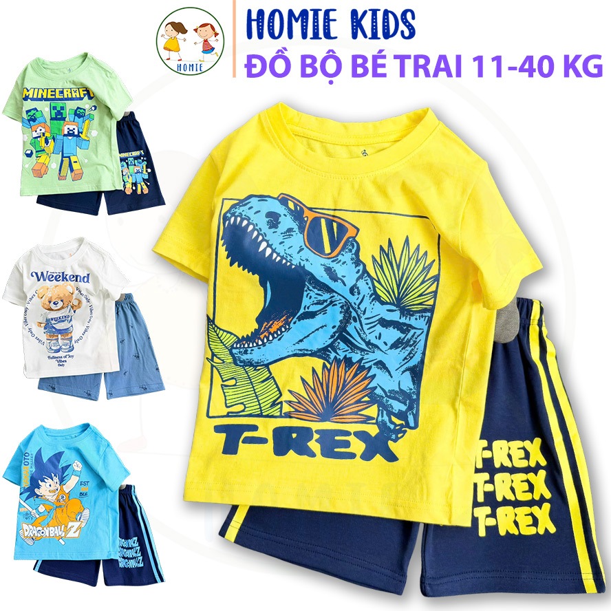 Bộ quần áo mặc nhà bé trai size đại 11-40 kg set đồ bộ trẻ em thun cotton in hoạt hình labubu capyba