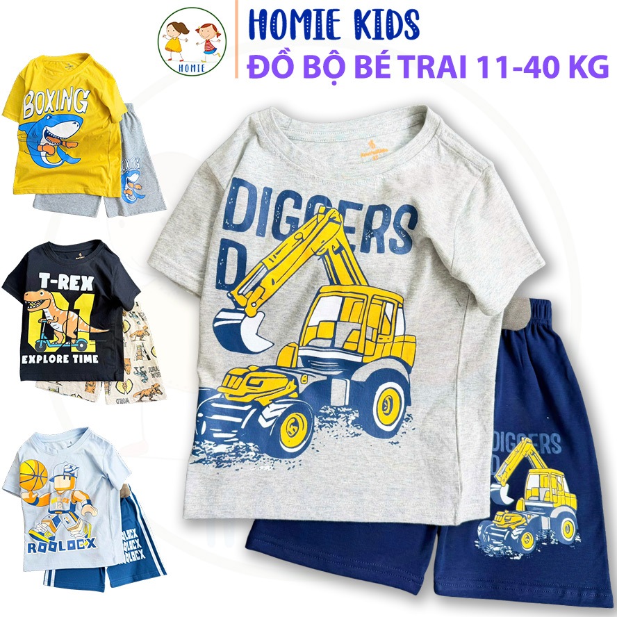 Đồ bộ cho bé trai thun cotton size nhí đại 11-40 kg set bộ thun trẻ em mềm mịn in hình siêu nhân khủ