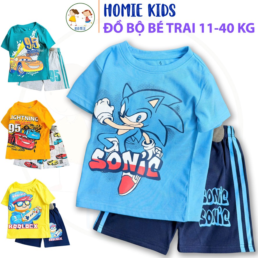 Đồ bộ bé trai size đại set quần áo thun cotton cho bé 11-40 kg mặc mát in hình siêu nhân capybara la