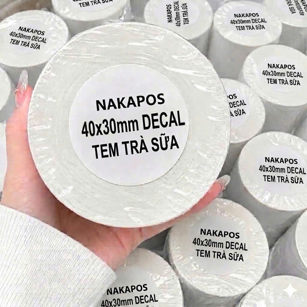 [ COMBO 10 CUỘN ] Tem trà sữa dán ly 40x30 Tem mã vạch 40*30 Cuộn 800 Tem - Tem dán cốc [ COMBO 10 C