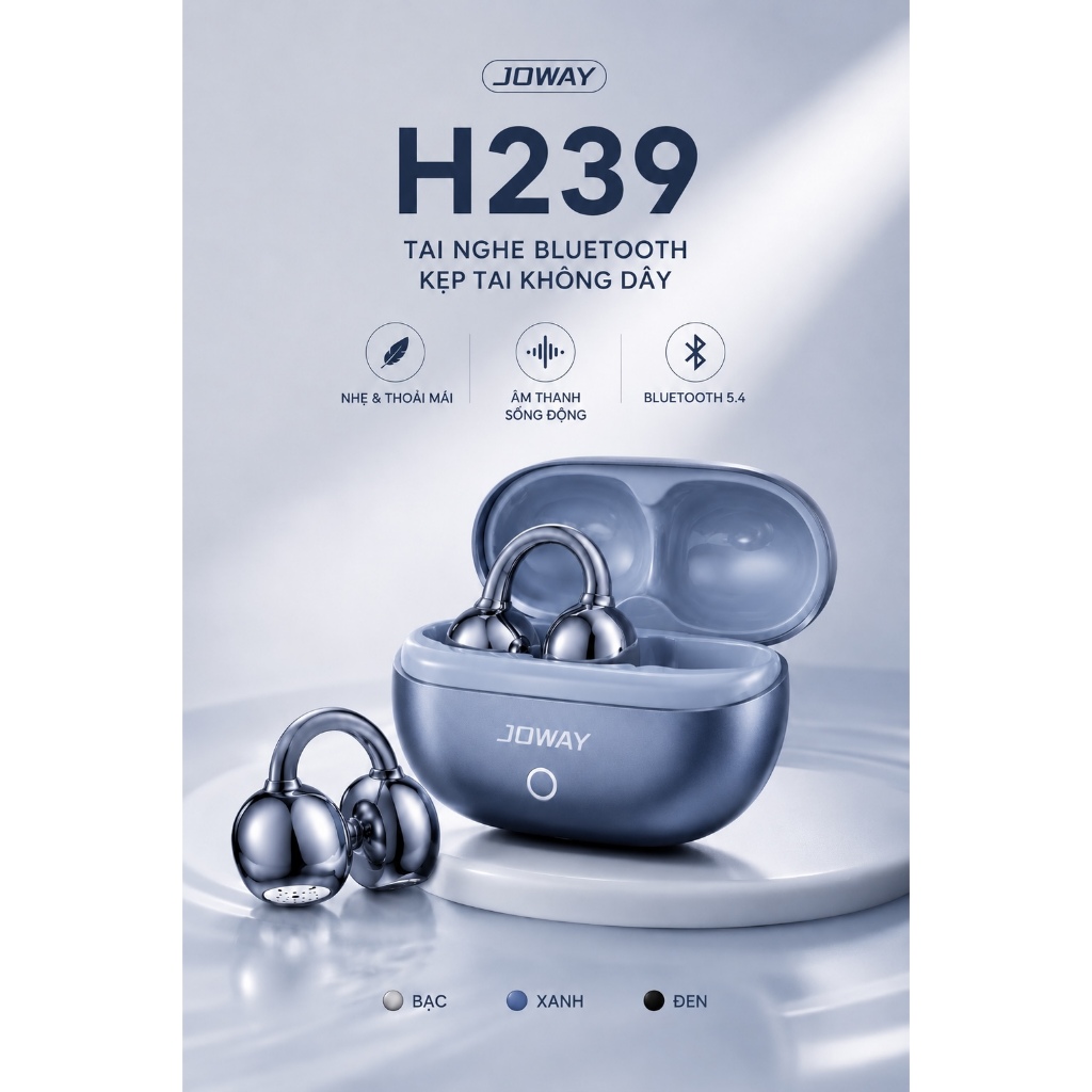Tai nghe Bluetooth Kẹp Tai JOWAY H239 – Đeo Êm Cả Ngày, Nghe Hay Mọi Khoảnh Khắc