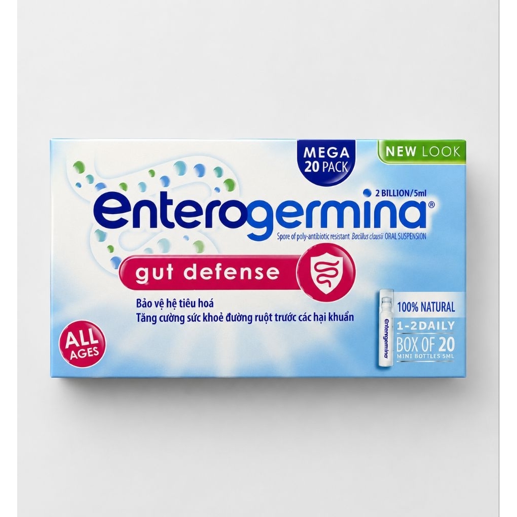 MEN VI SINH ENTEROGERMINA GUT DEFENSE GIÚP BỔ SUNG 2 TỶ LỢI KHUẨN CHO ĐƯỜNG RUỘT HỘP 20 ỐNG