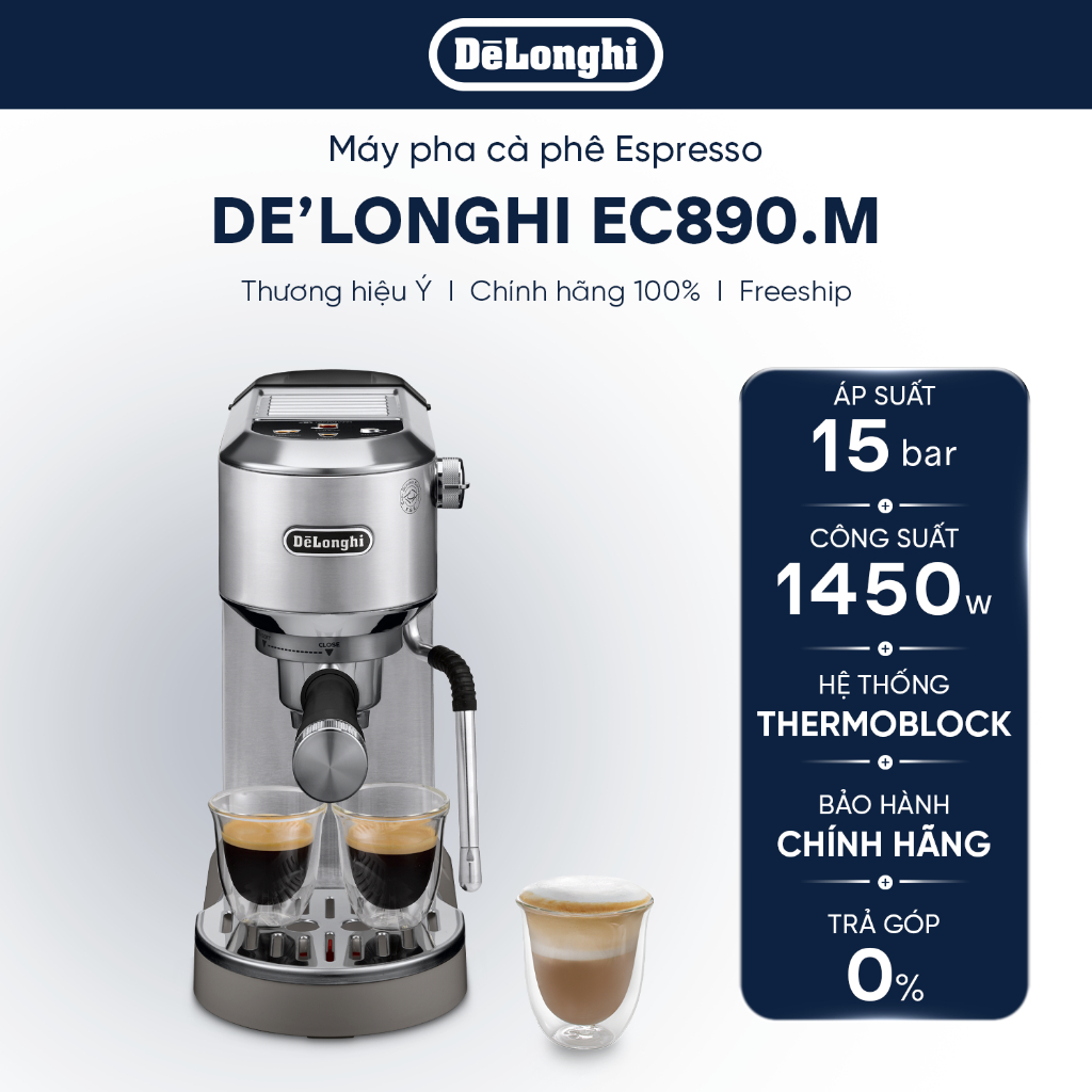 Máy pha cà phê DeLonghi Dedica Duo EC890  | Arte EC885– Chính hãng, pha Espresso Cappuccino tại nhà