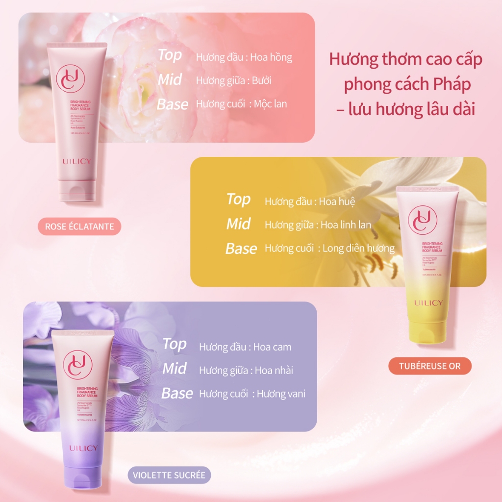 Dưỡng thể dưỡng trắng UILICY 200ml Serum dưỡng thể Làm trắng 2%Niacinamide Symwhite377 Đa dạng hương nước hoa | BigBuy360 - bigbuy360.vn