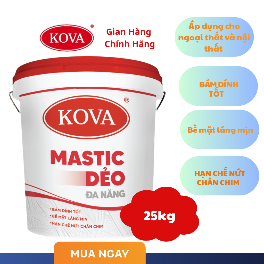 25Kg - Mastic Dẻo Kova Đa Năng