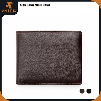Ví ngang da bò MIN-03, chất liệu da Ý nhập khẩu, 10x12cm vừa các loại giấy tờ, ngăn cánh lật tiện dụng, Anh Tho Leather