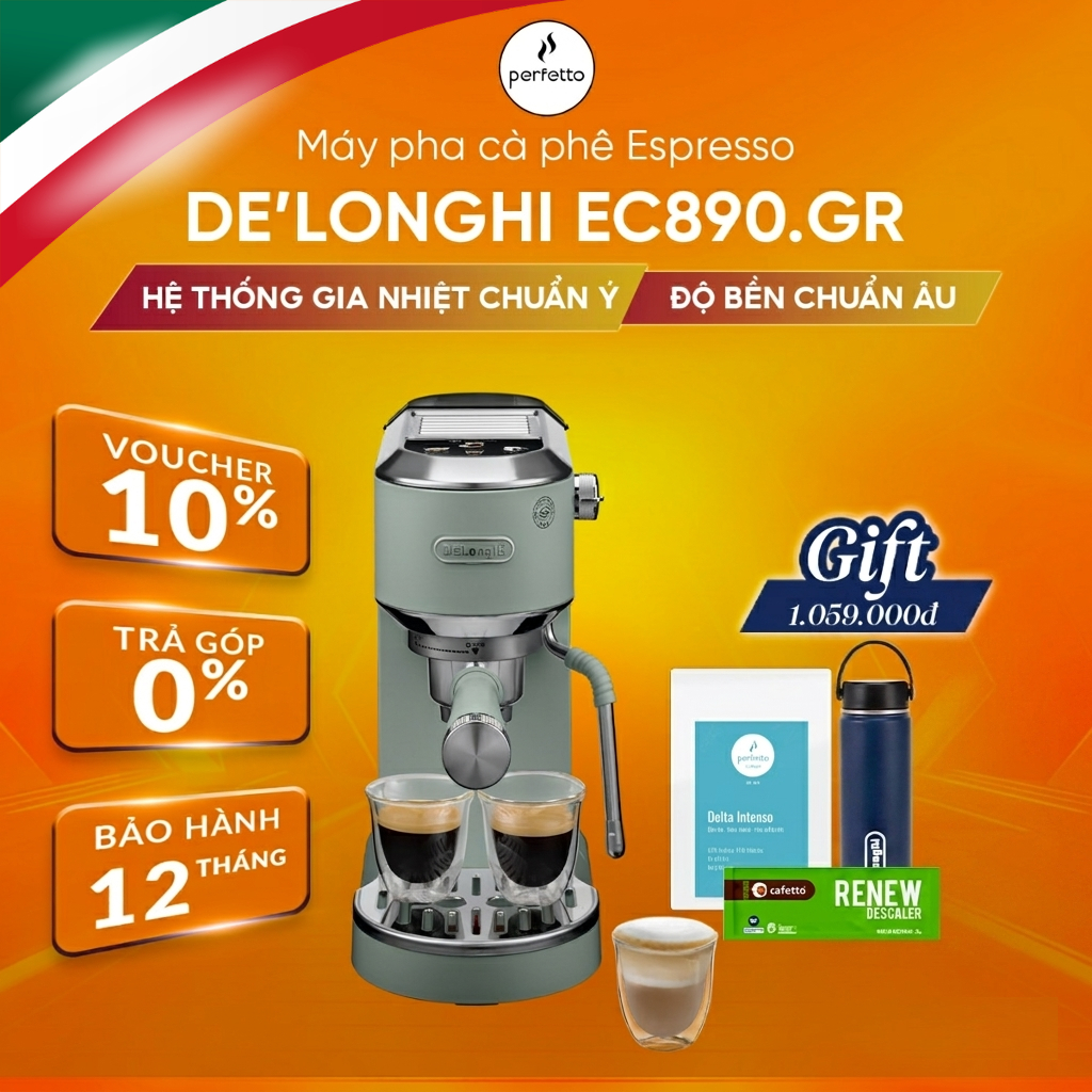 Máy pha cà phê DeLonghi EC890 Dedica Duo │ Cold Brew│ 15 Bar