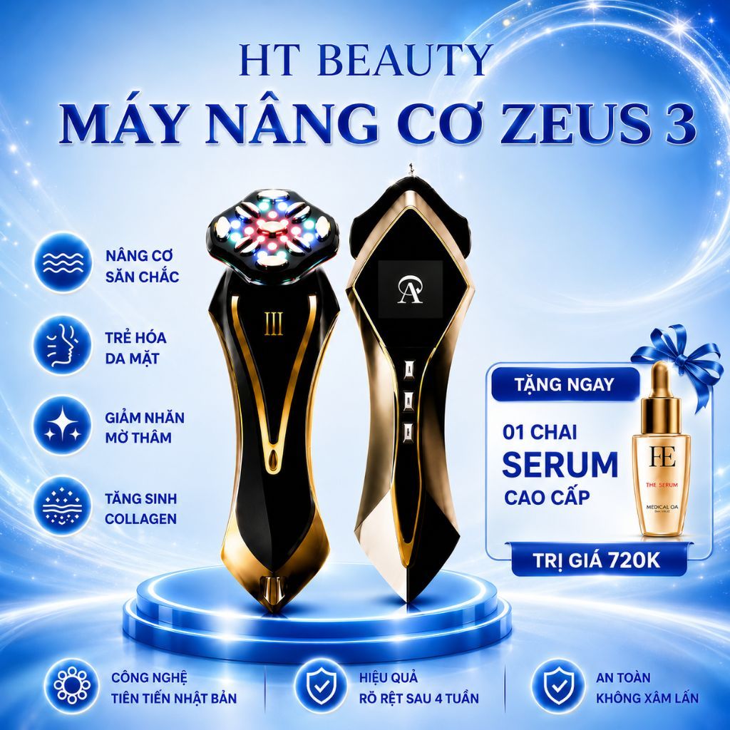 Máy Nâng Cơ Dr Arrivo The Zeus 3 Nhật Bản Công nghệ EMS, RF, MFIP Trẻ Hóa, Săn Chắc Da HT BEAUTY
