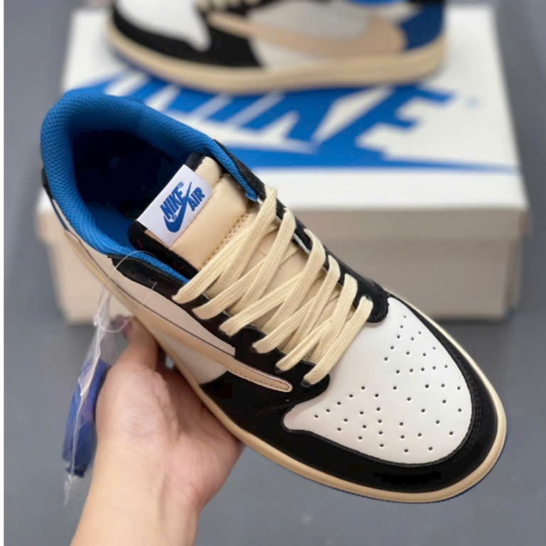 Giày Sneaker Travis Scott x JD1 cổ thấp màu Mocha nâu kem, xanh dương basic dễ phối đồ cho nam nữ | BigBuy360 - bigbuy360.vn