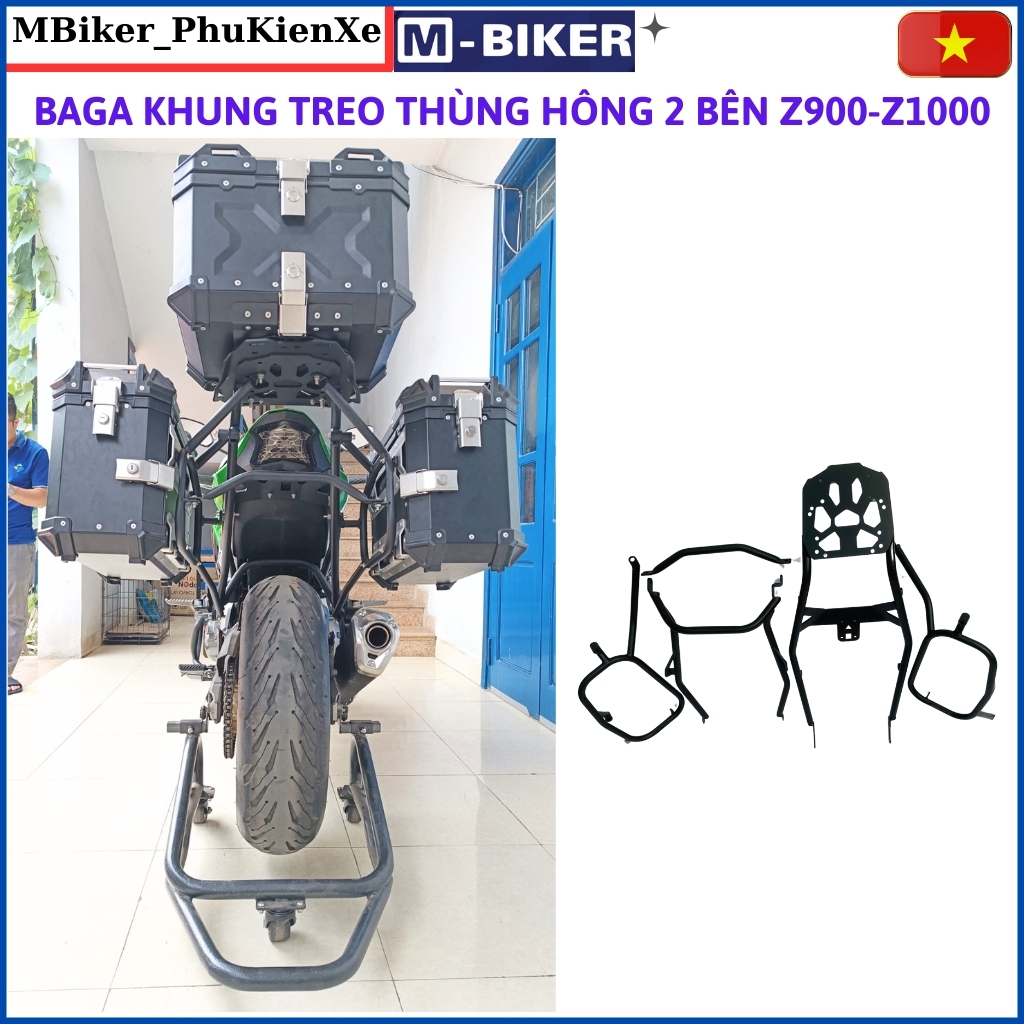 Baga Z900, phụ kiện z1000_ Baga sau z900, baga khung thùng z900, phụ kiện mbiker