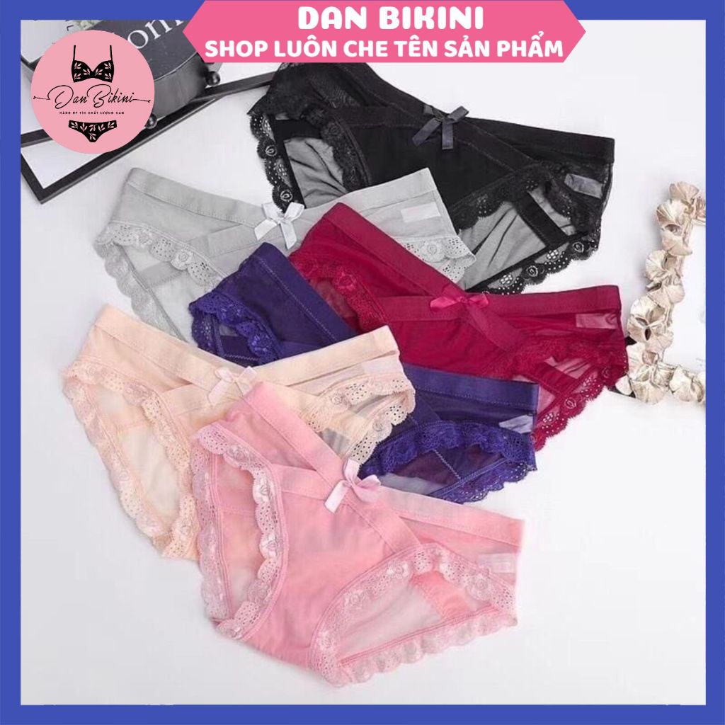 Quần Lót Ren Nữ Cạp Chéo mềm mại đính nơ mã 889