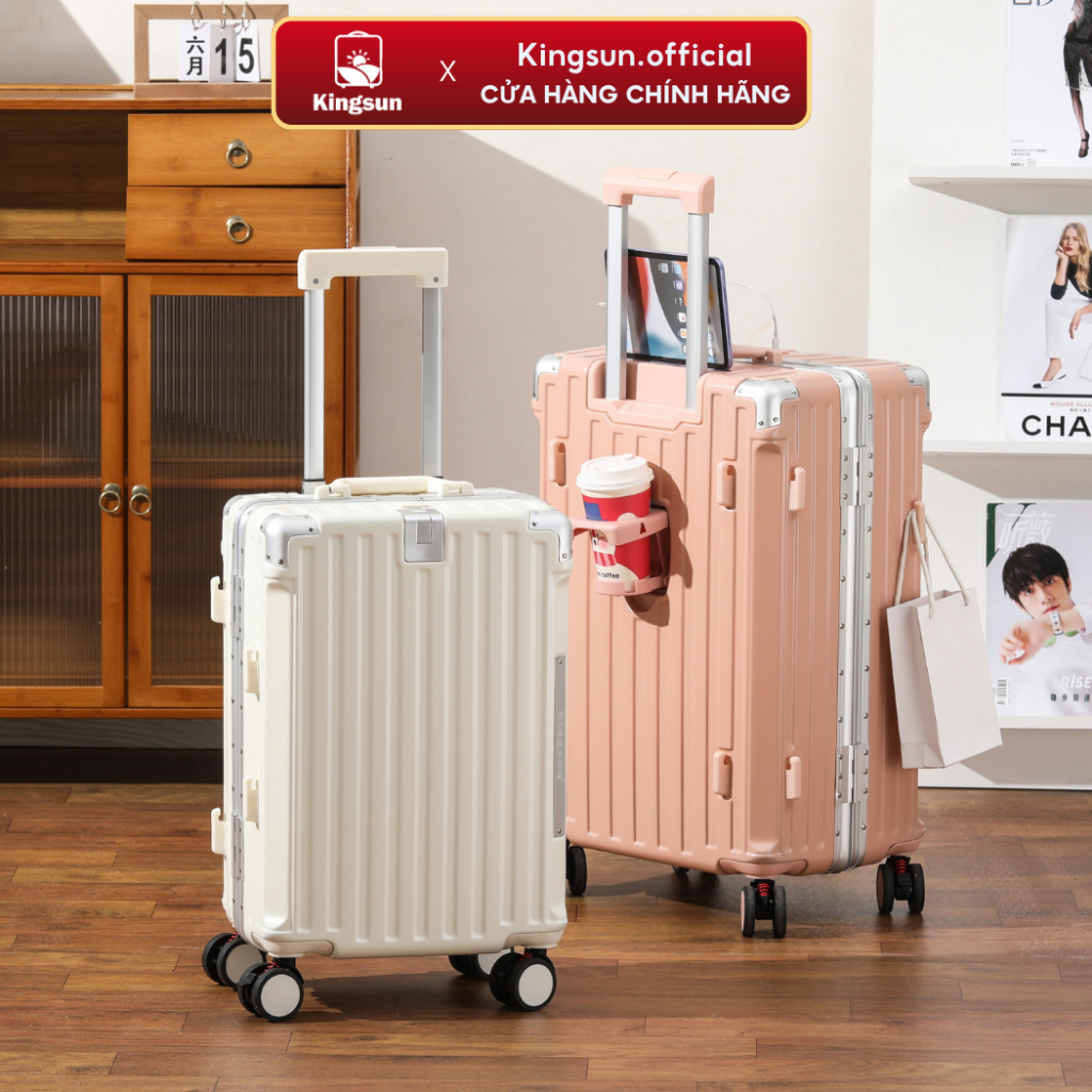 Vali Khung Nhôm Khóa Sập Cao Cấp Kingsun 607 Size 20/24 Bảo Hành 5 Năm