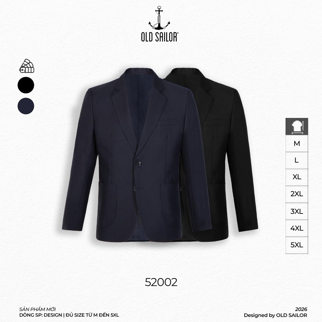 Áo Vest Nam OLD SAILOR Henry Blazer Premium 2 Lớp Đứng Form Lịch Lãm Big Size Upto 5XL - 52002