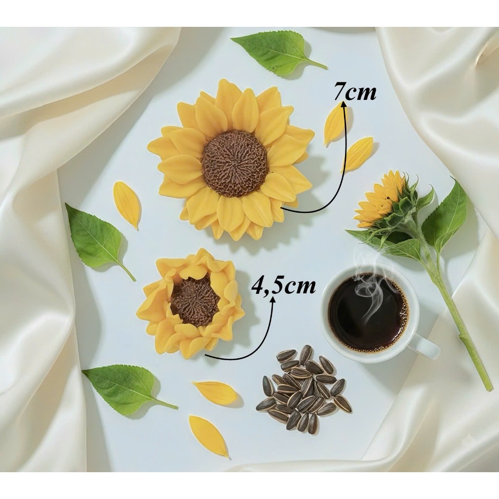 Set 2 khuôn silicon hoa hướng dương