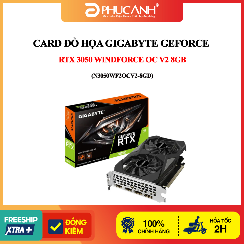 Card đồ họa Gigabyte GeForce RTX 3050 WINDFORCE OC V2 8GB (N3050WF2OCV2-8GD)
