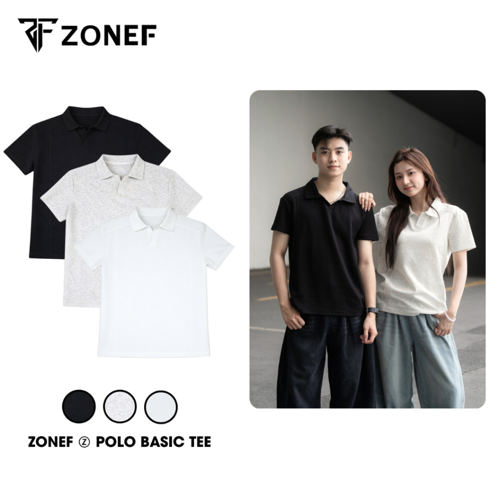 Áo Polo Ngắn Tay Cổ V Tôn Dáng By ZONEF STUDIO, Áo Polo Nam Nữ Unisex Mềm Mịn Co Giãn Phong Cách Trẻ
