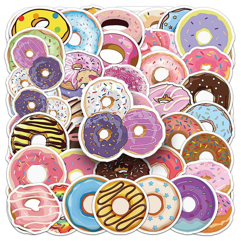 Bộ 20/50 Sticker Bánh Donut Cute Chống Nước Cao Cấp. MS 206