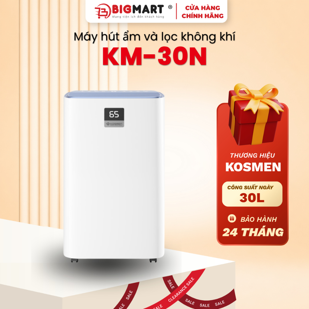 Máy hút ẩm & lọc không khí Kosmen KM-30N (30 Lít/24h)