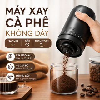 Máy xay cà phê điện không dây cầm tay, máy xay cà phê hạt mini Type-C, 40 cấp độ điều chỉnh, lưỡi gốm, tự động ngắt