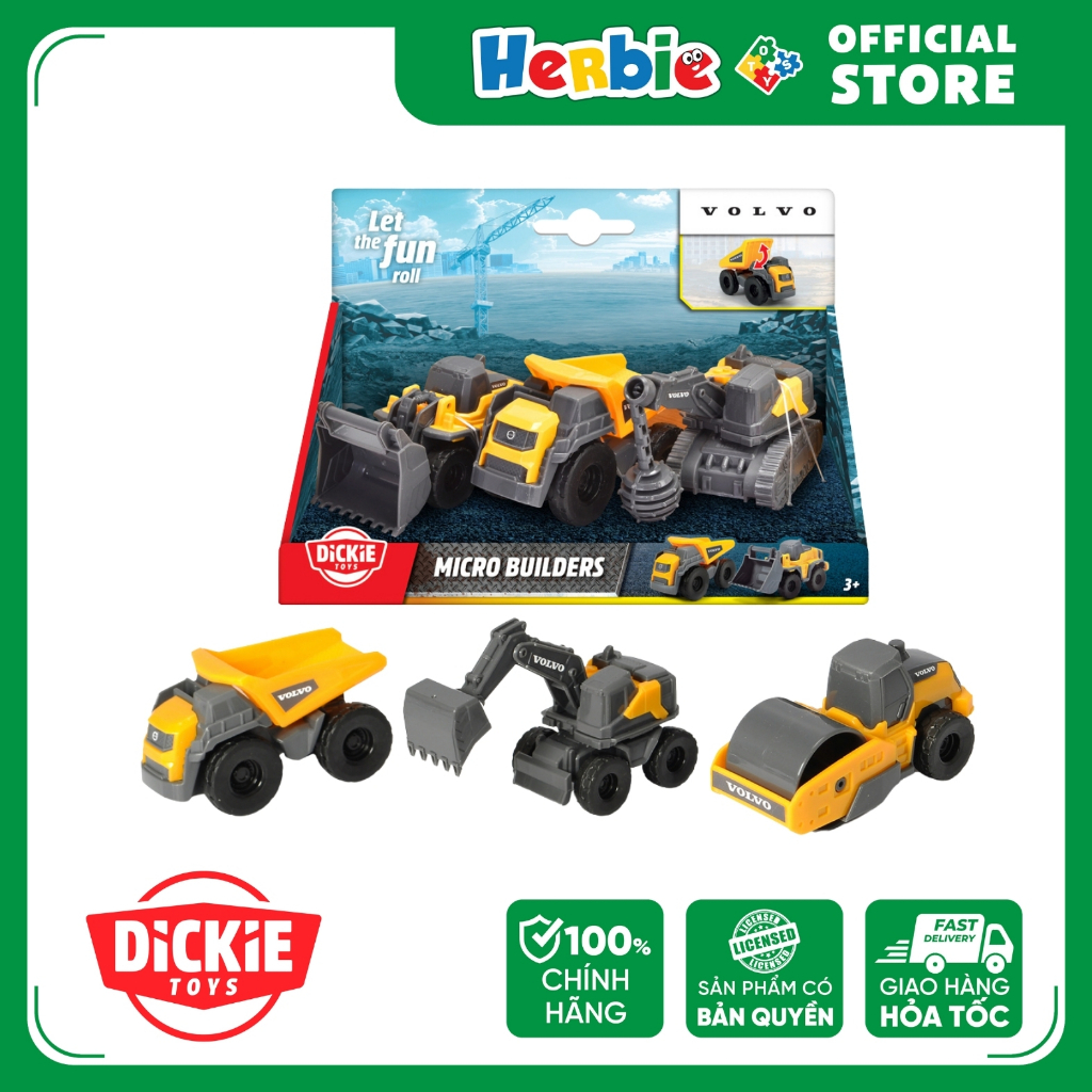 Bộ Đồ Chơi Xe Xây Dựng DICKIE TOYS Volvo Micro Builders 203722009 - Herbie Toys