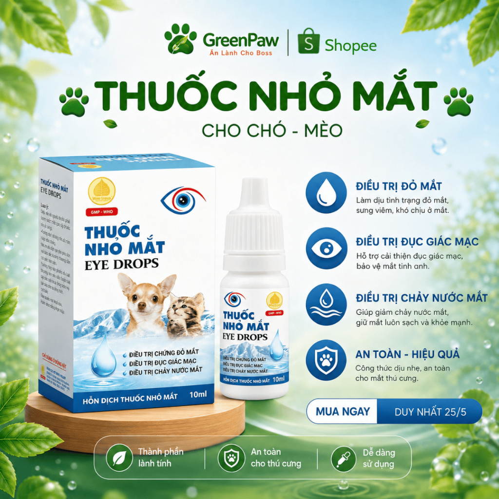 Nhỏ Mắt Eye Drops Cho Chó Mèo, hỗ trợ giảm Đỏ Mắt, Chảy Nước Mắt, Làm Sạch Dịu Mắt 10ml– WinDogWinCa