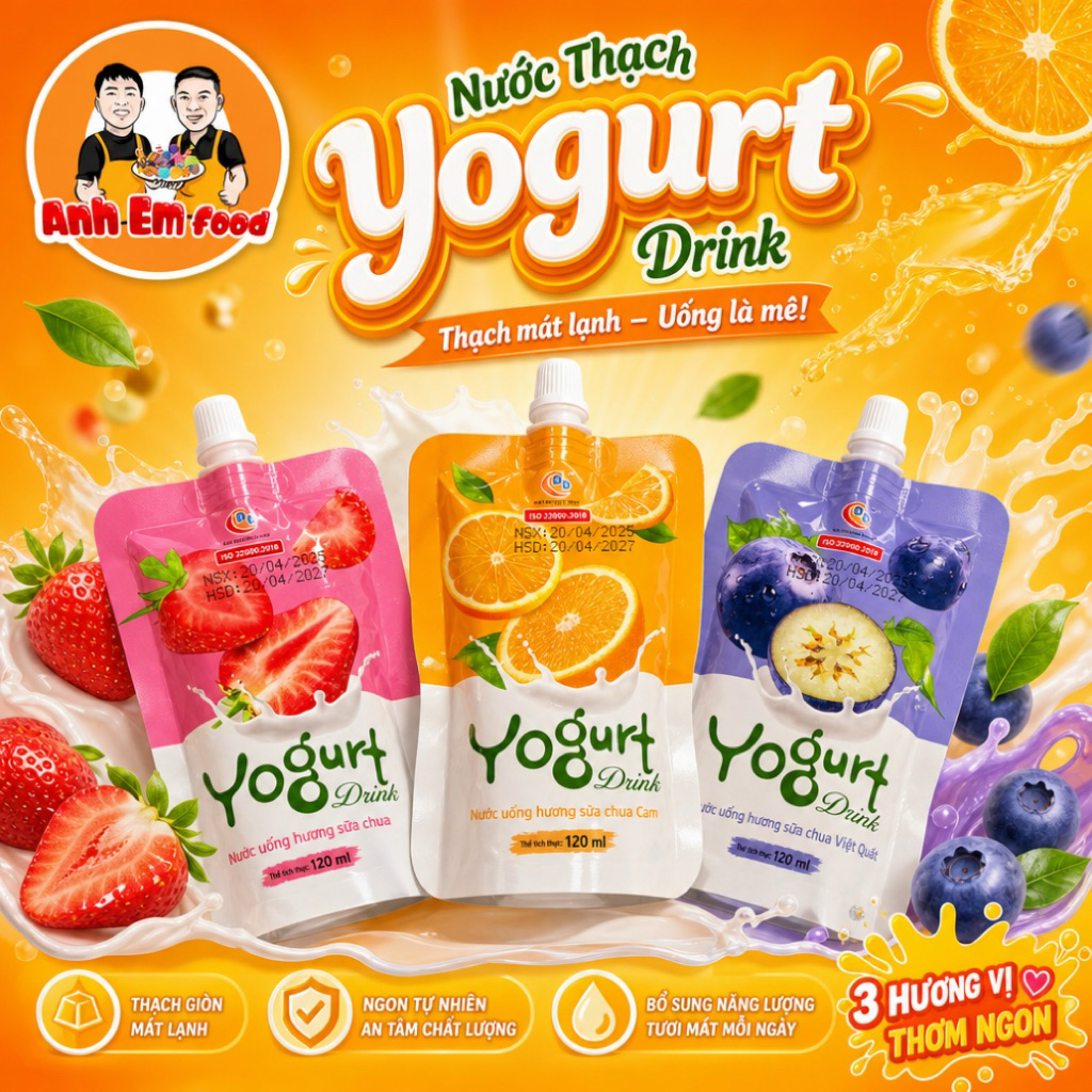 Combo Nước Thạch Trái Cây  Yogurt 3 Vị thơm Ngon - Anh em food