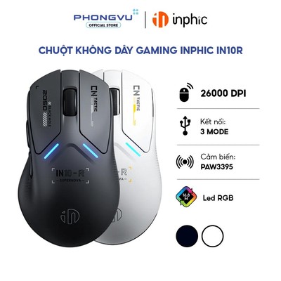 Chuột không dây Gaming Inphic IN10R PixArt PAW3395  - Bảo hành 12 tháng