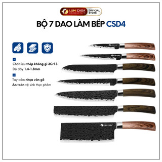Bộ 7 Dao Làm Bếp Kiểu Nhật LUMICASA CSD4 Thép Không Gỉ Cán Gỗ Nhiều Kích Thước