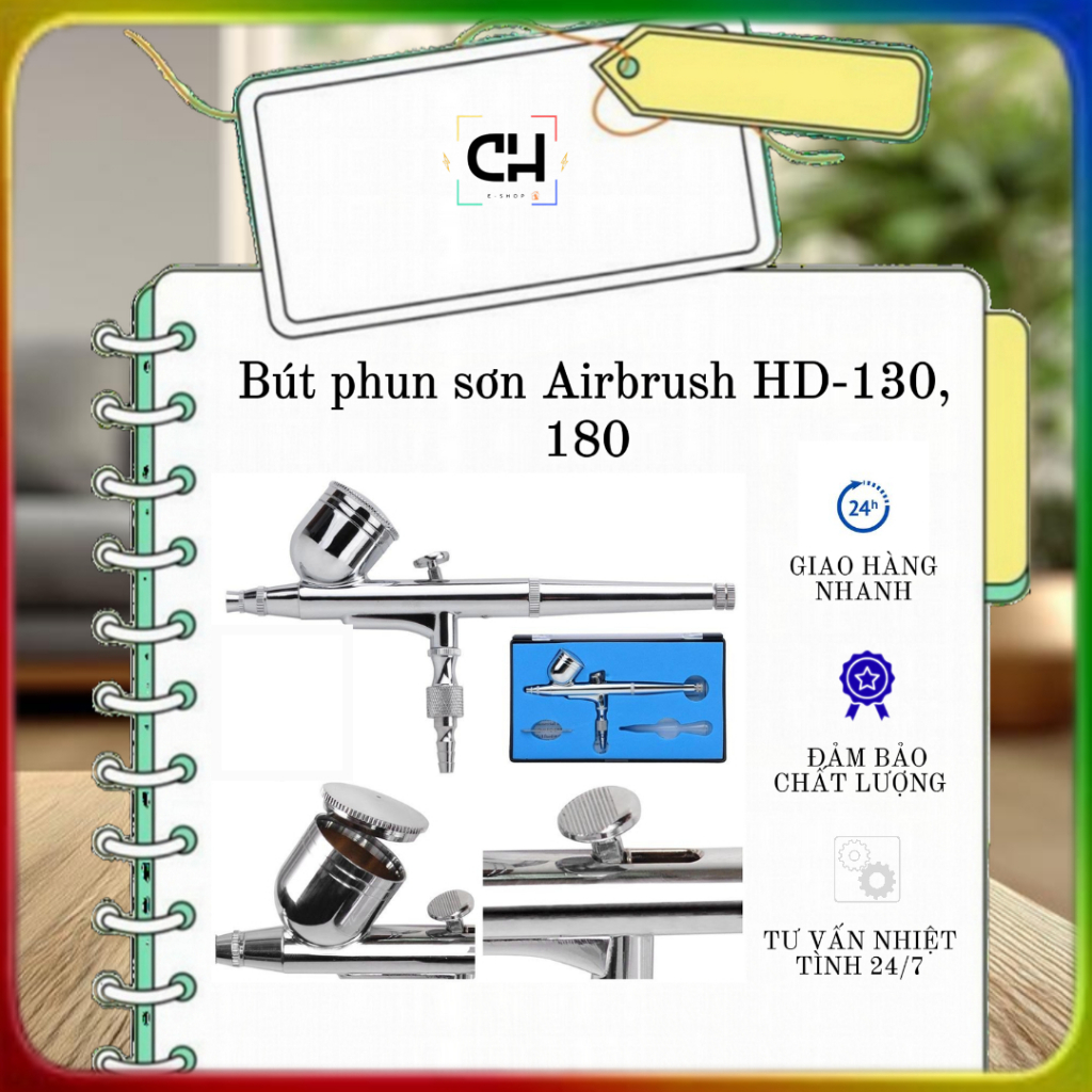 Bút phun sơn HD-130, HD-180 - Súng phun sơn mini HD130.. Dụng cụ phun màu, vẽ mĩ thuật chuyên nghiệp