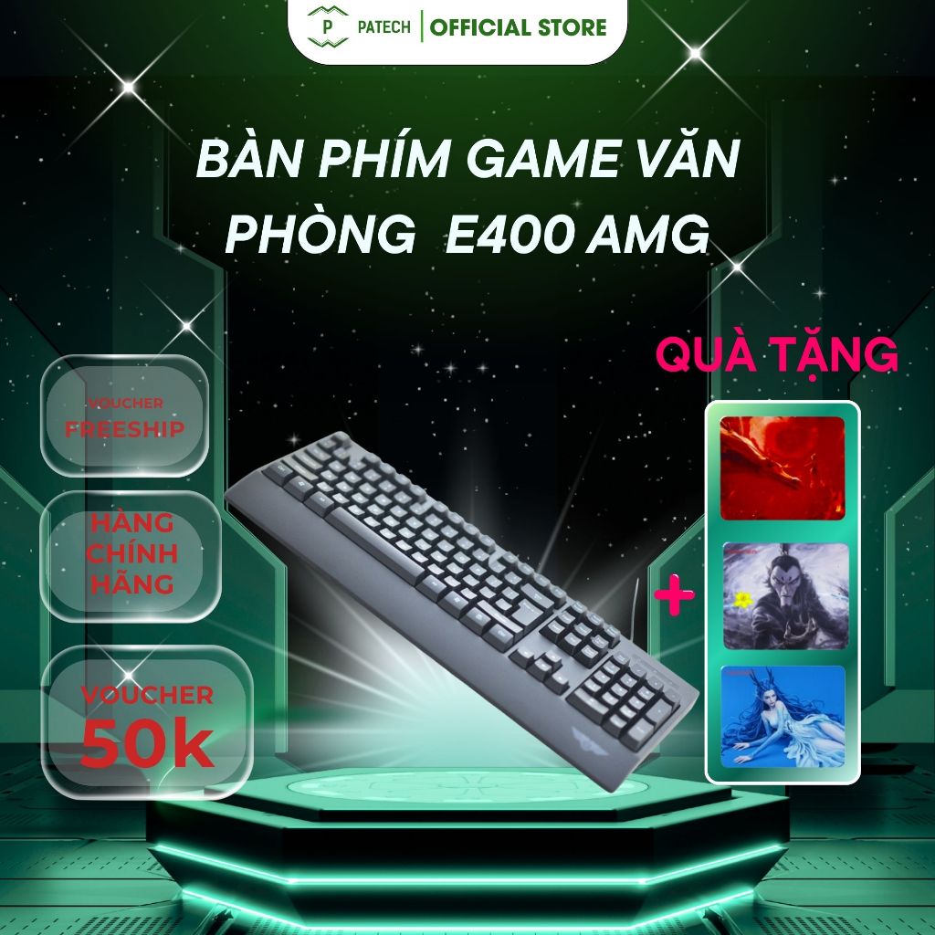 BỘ BÀN PHÍM GAME VĂN PHÒNG GIẢ CƠ ĐA DỤNG E400 AMG - Hàng chính hãng