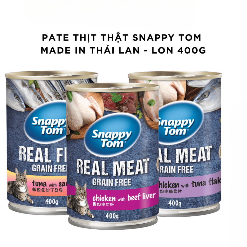 [Top Value]Combo tiết kiệm 10 lon Pate Snappy Tom Lon 400g Real Fish&Real Meat - Thức Ăn Cho Mèo Sna